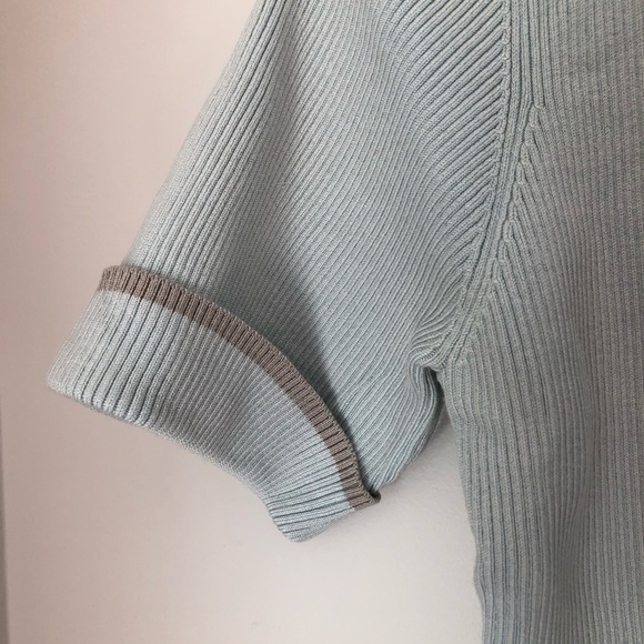 Y2k grandmacore Sandra Turquoise 2fer Short Sleeve Cardigan Medium - Picture 4 of 6